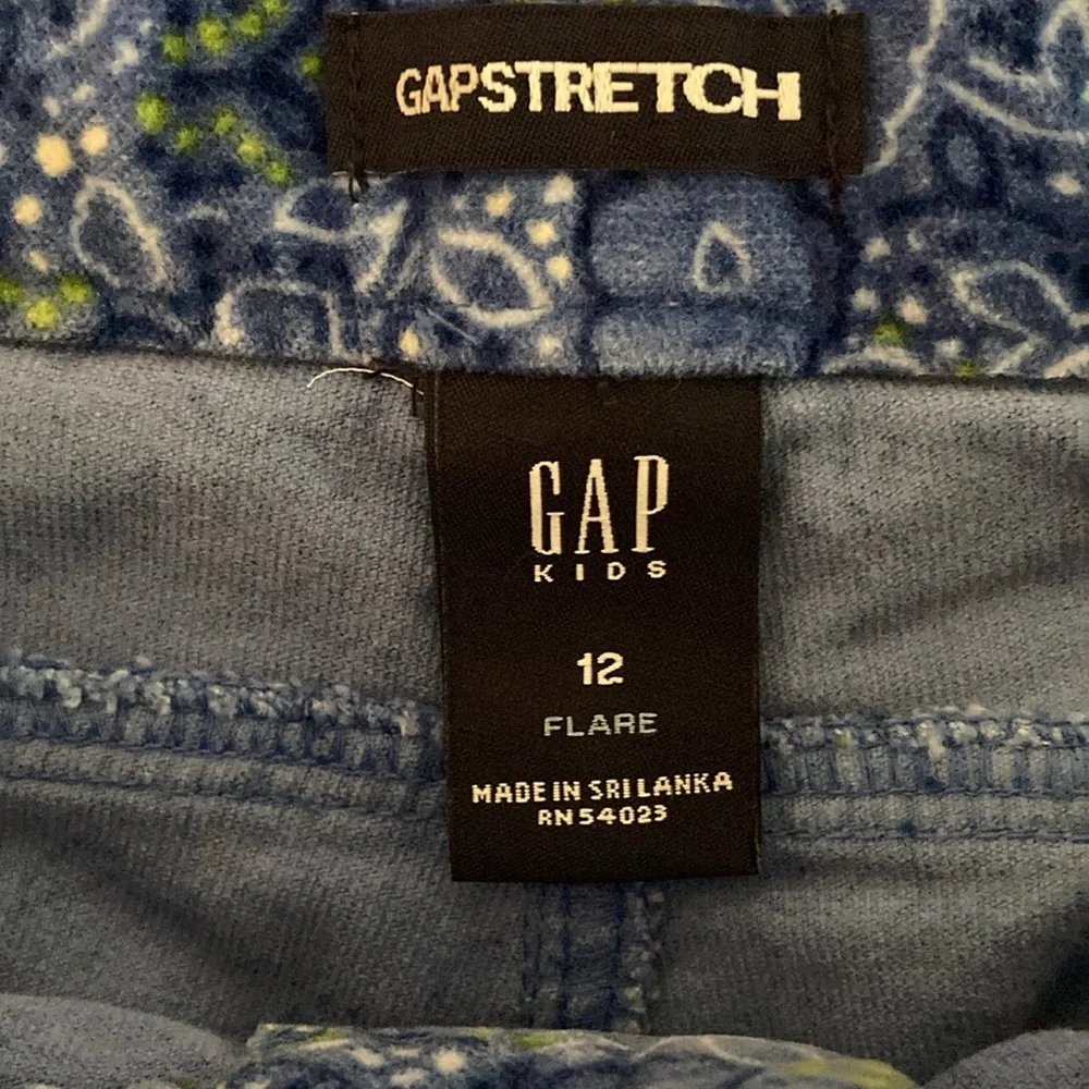 Gap Stretch Blue Floral Velvet Flare Pants
